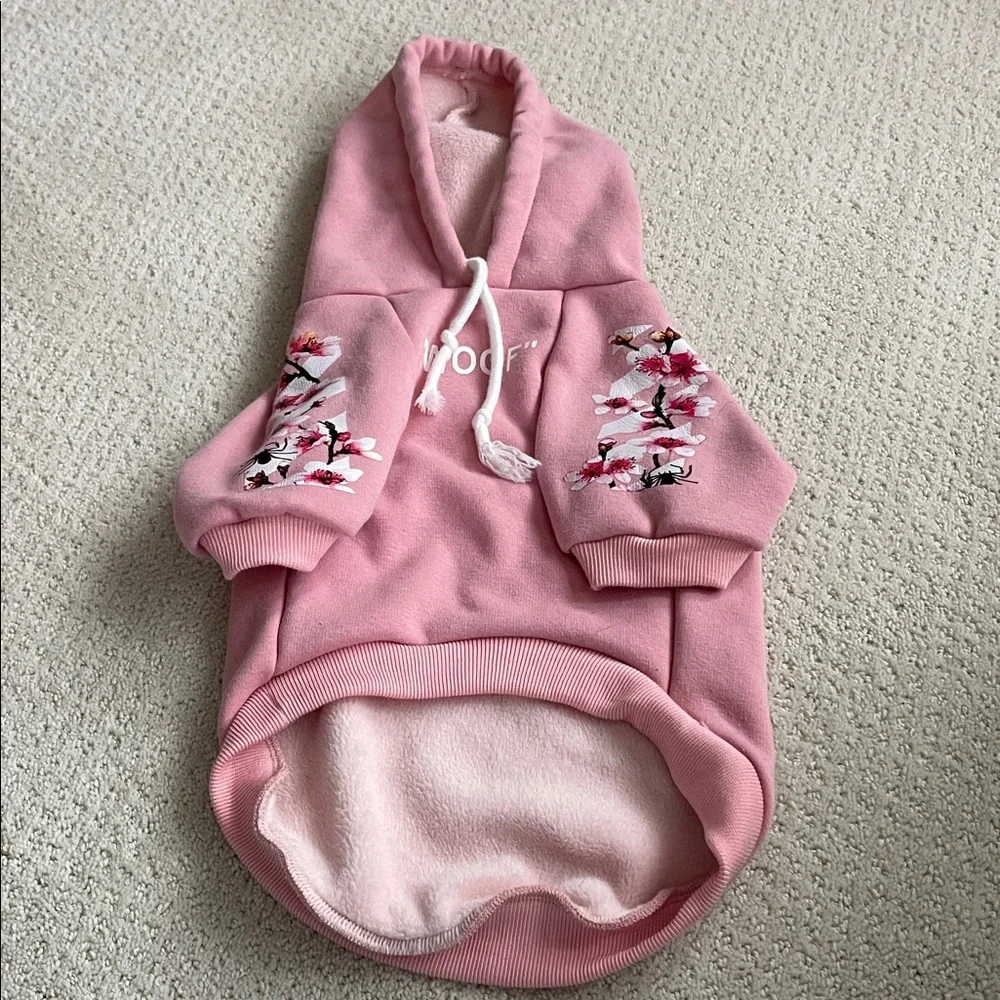 Pink Floral Dog Hoodie